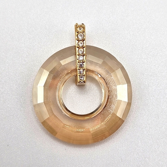 Swarovski Crystal Champagne Gold Tone Donut Loop Pendant - Picture 1 of 7
